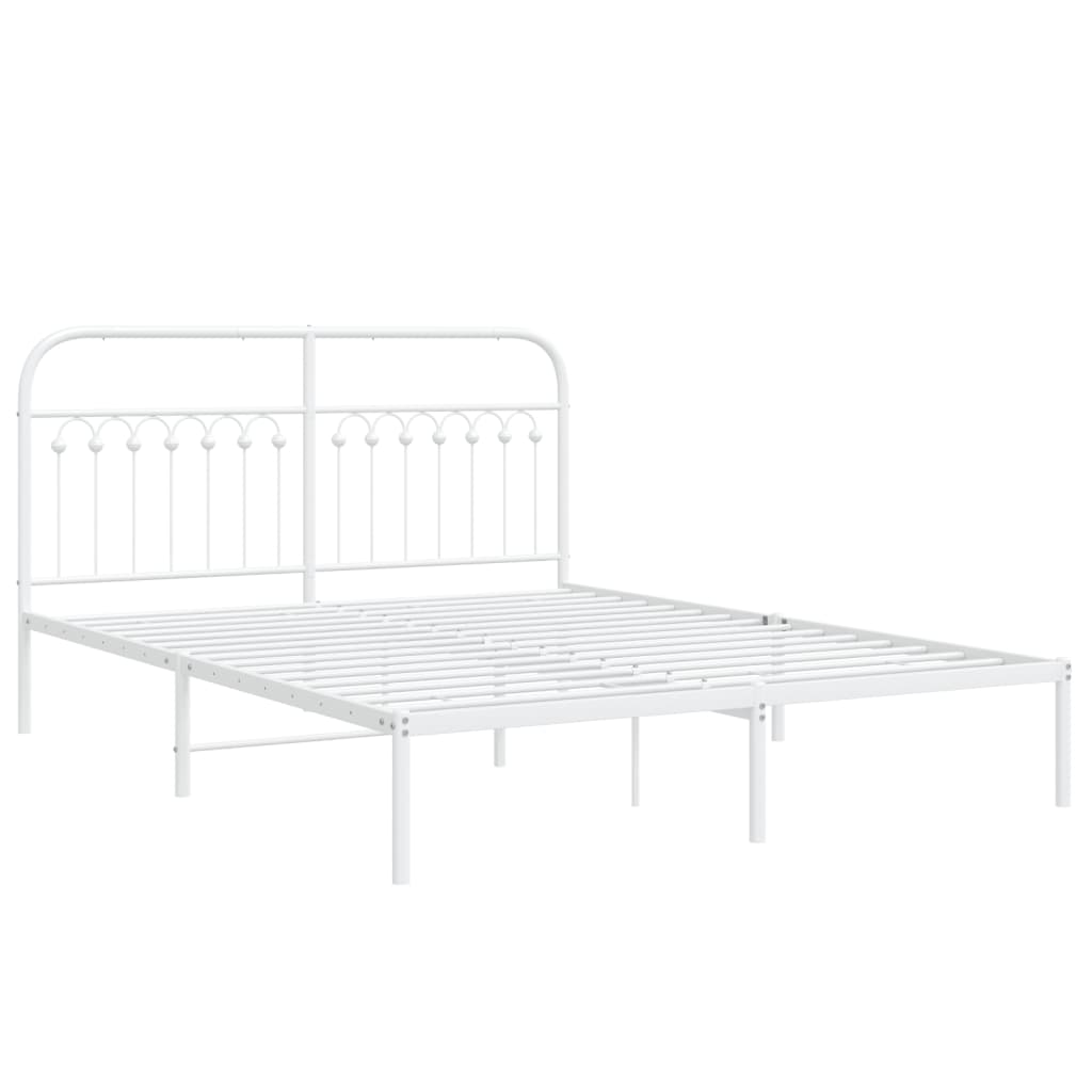 Sengeramme i metall med sengegavl hvit 150x200 cm