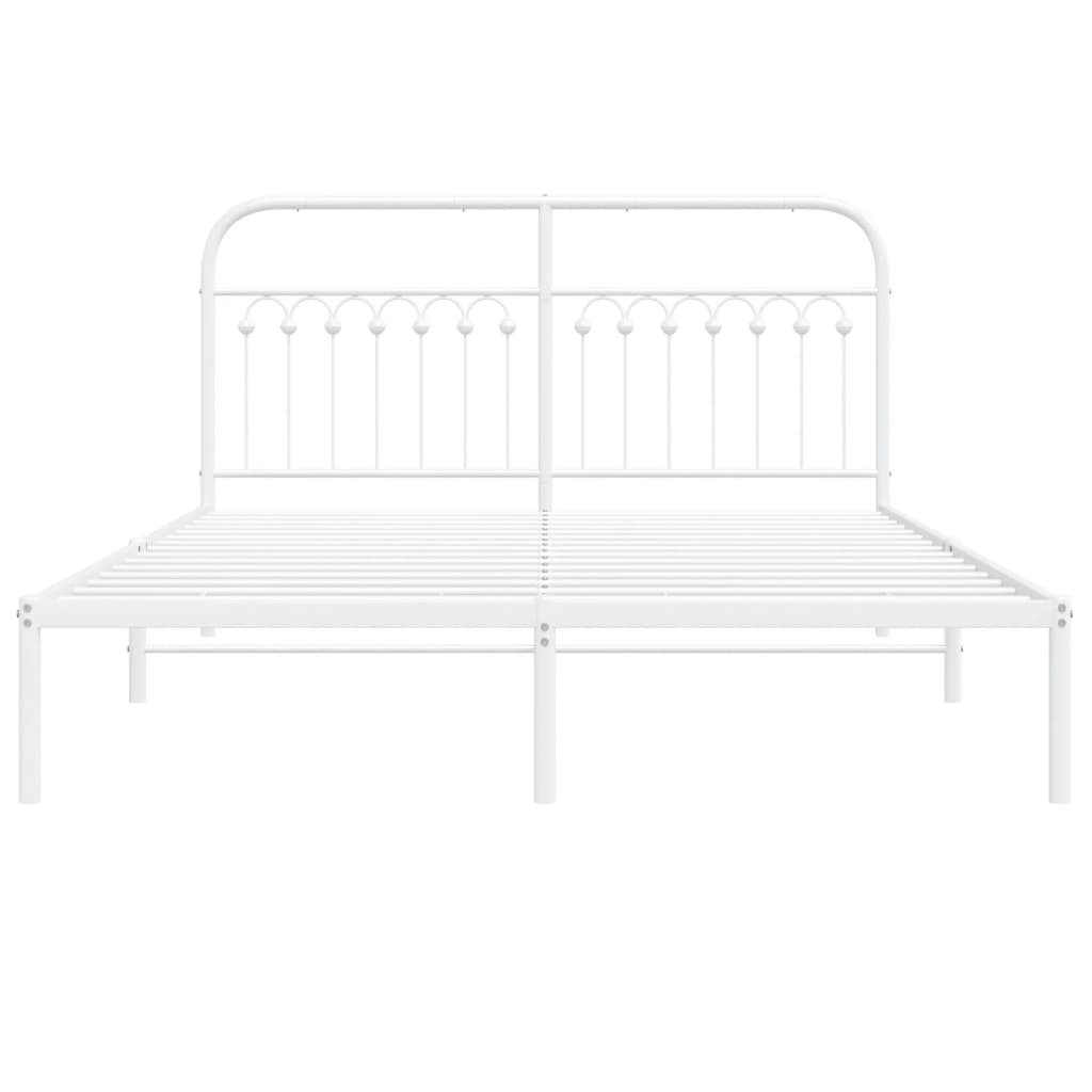 Sengeramme i metall med sengegavl hvit 150x200 cm