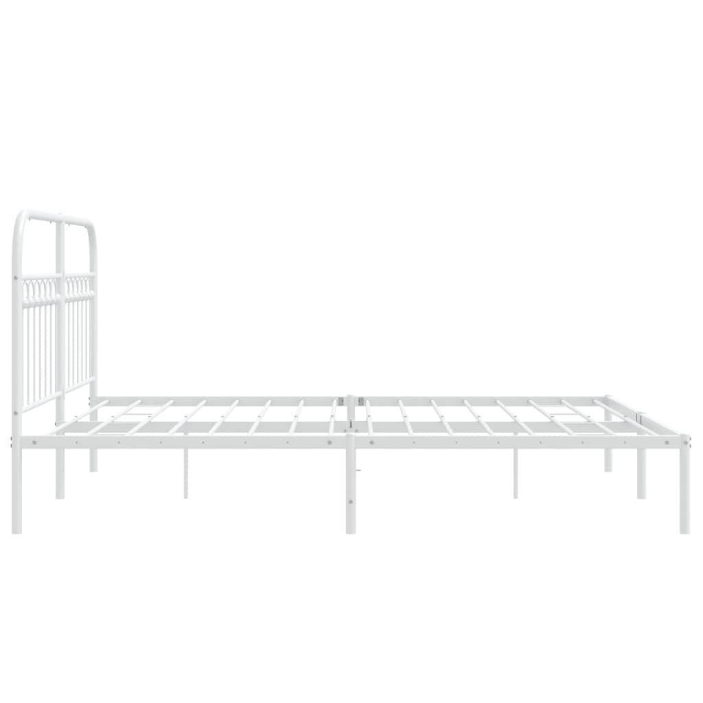Sengeramme i metall med sengegavl hvit 150x200 cm