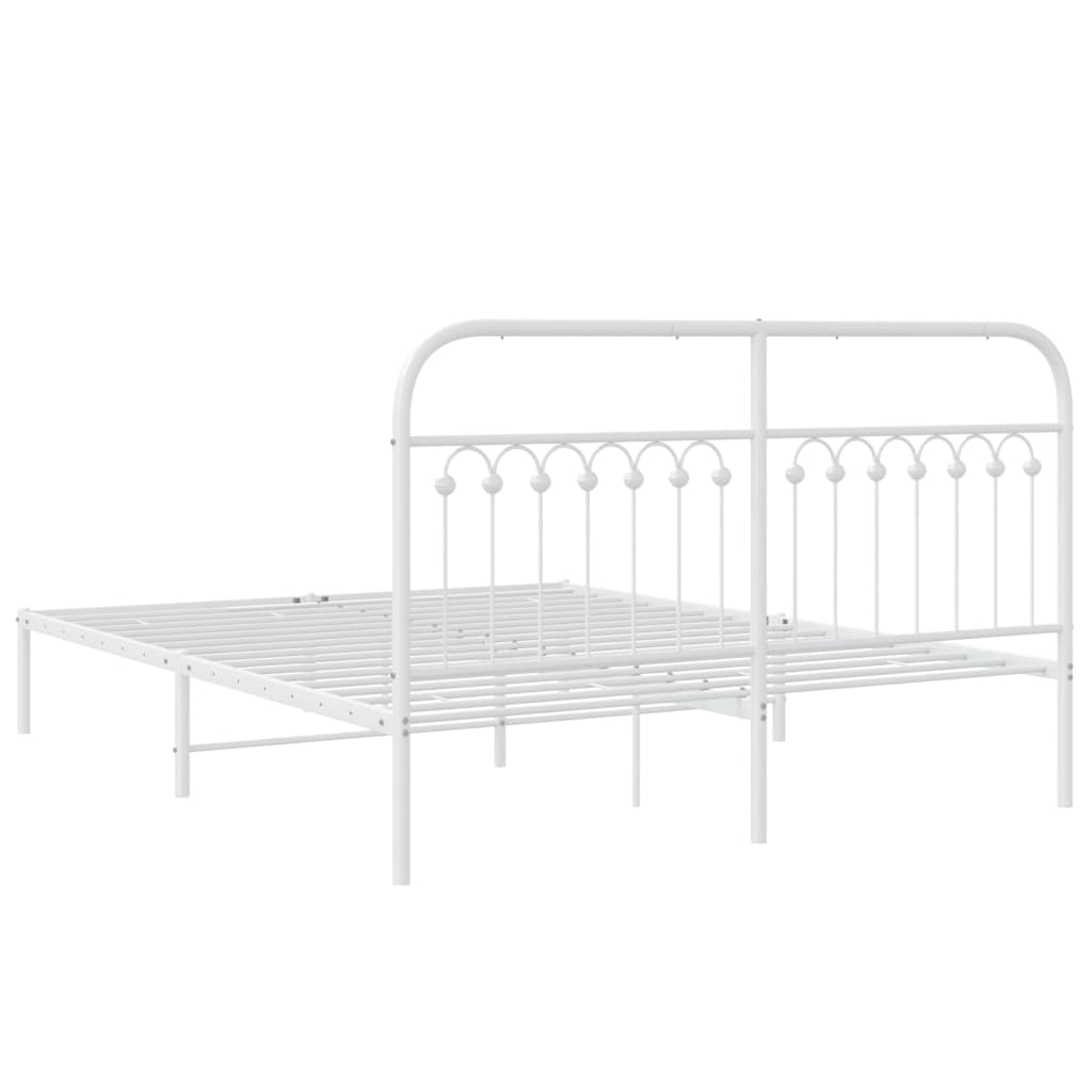 Sengeramme i metall med sengegavl hvit 150x200 cm