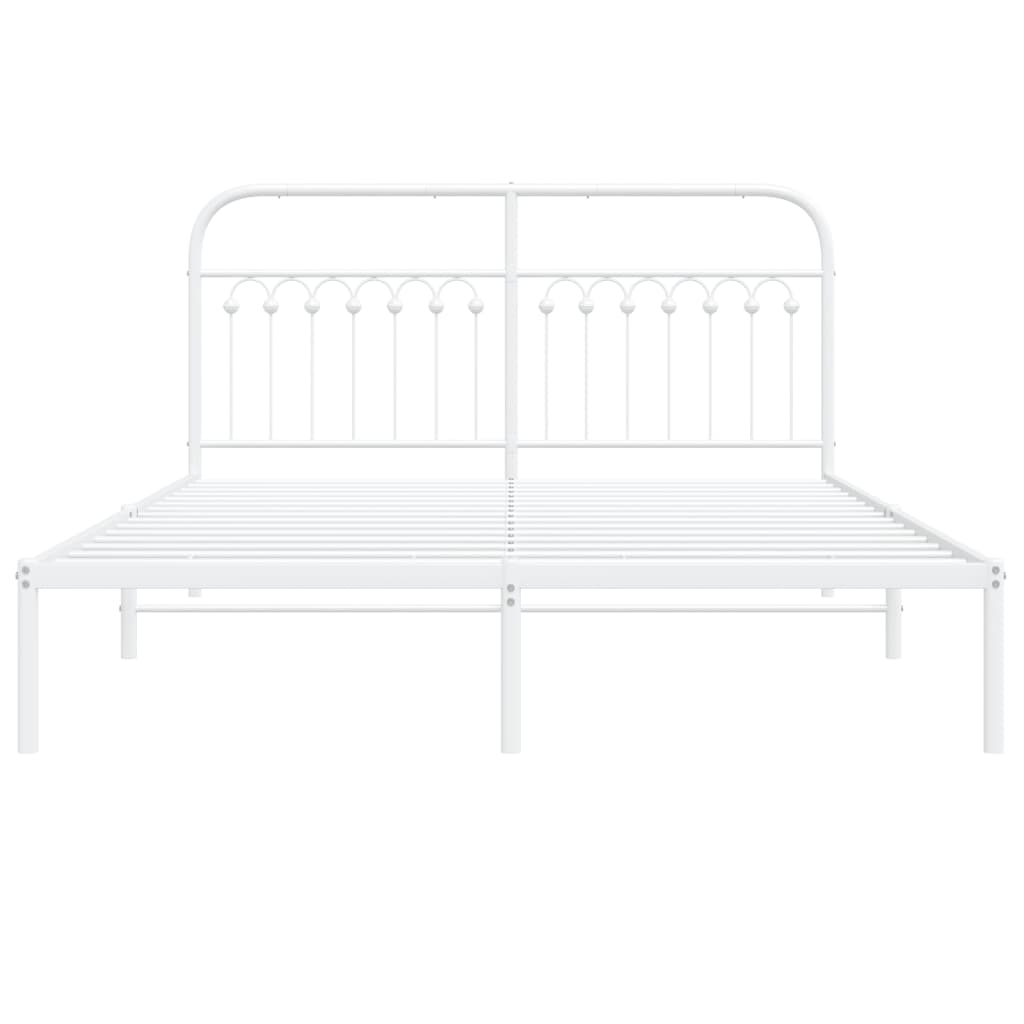 Sengeramme i metall med sengegavl hvit 160x200 cm