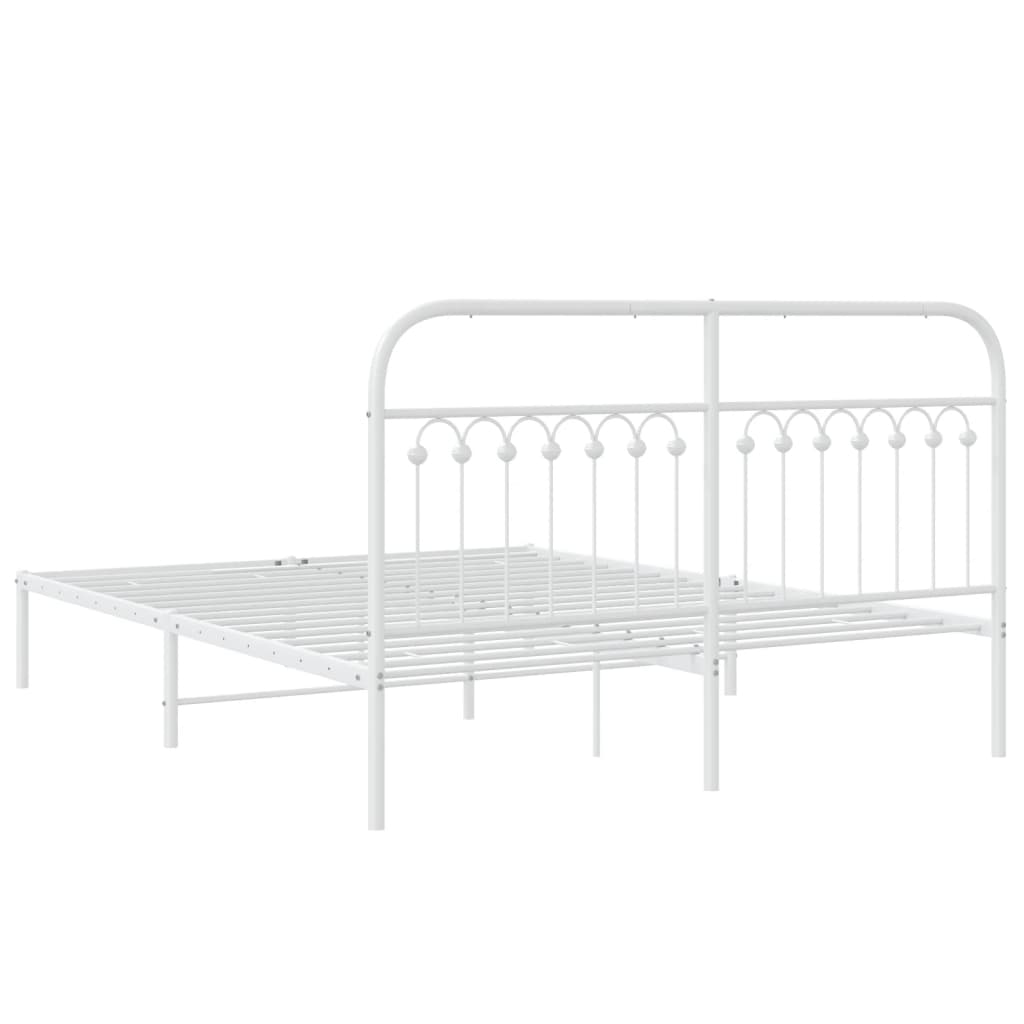Sengeramme i metall med sengegavl hvit 160x200 cm