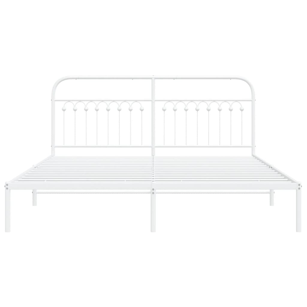 Sengeramme i metall med hodegavl hvit 183x203 cm
