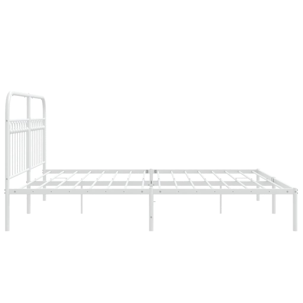 Sengeramme i metall med hodegavl hvit 183x203 cm