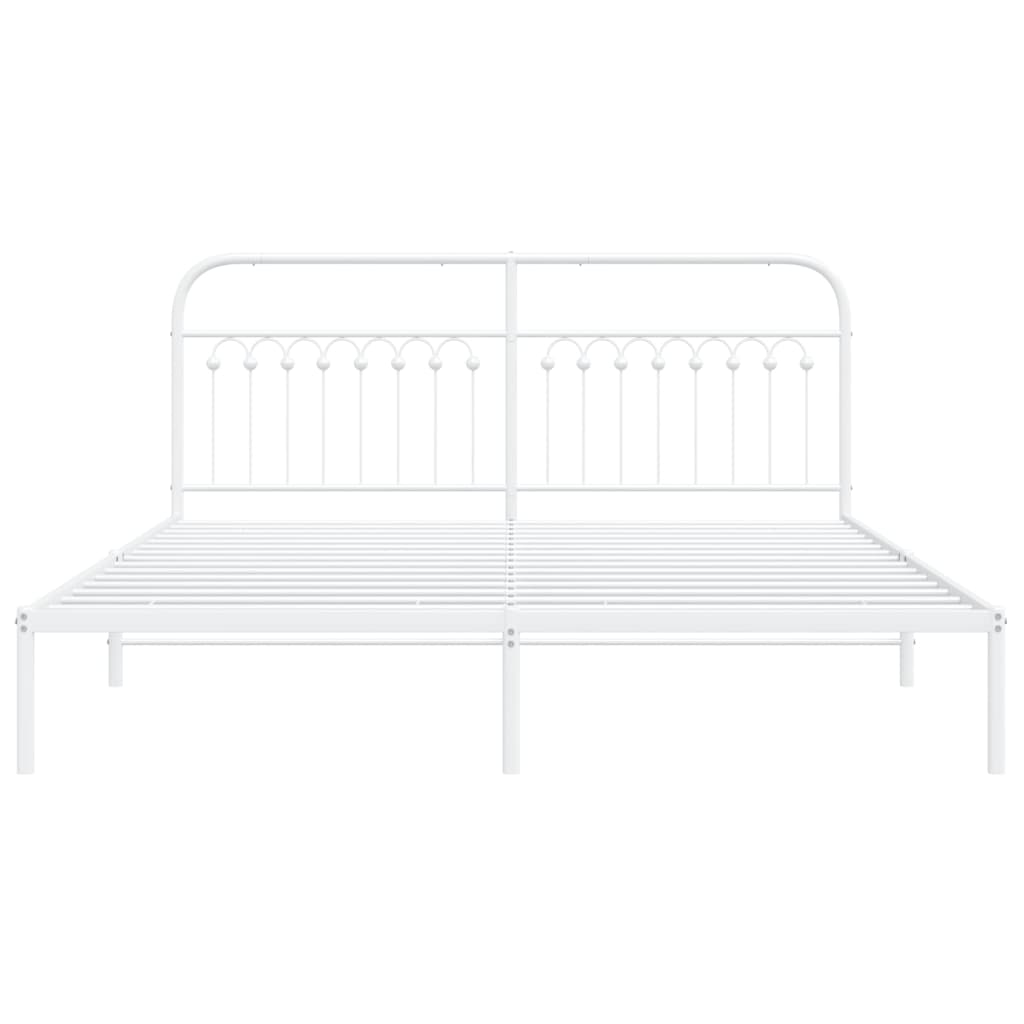 Sengeramme i metall med hodegavl hvit 183x213 cm