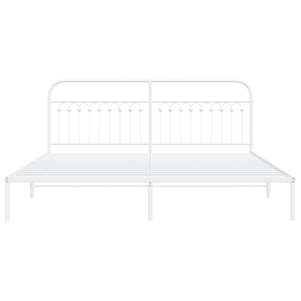 Sengeramme i metall med hodegavl hvit 193x203 cm
