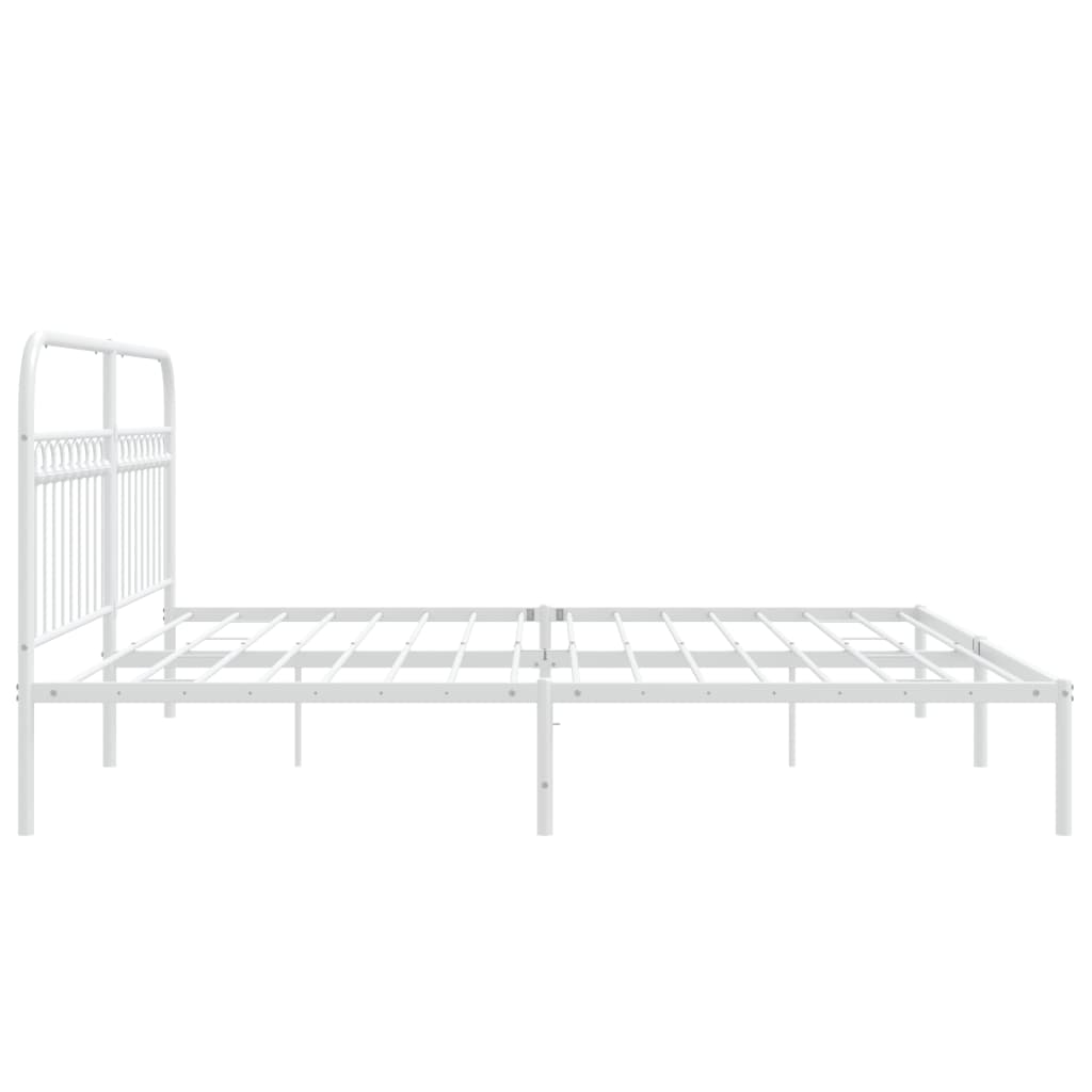 Sengeramme i metall med hodegavl hvit 193x203 cm