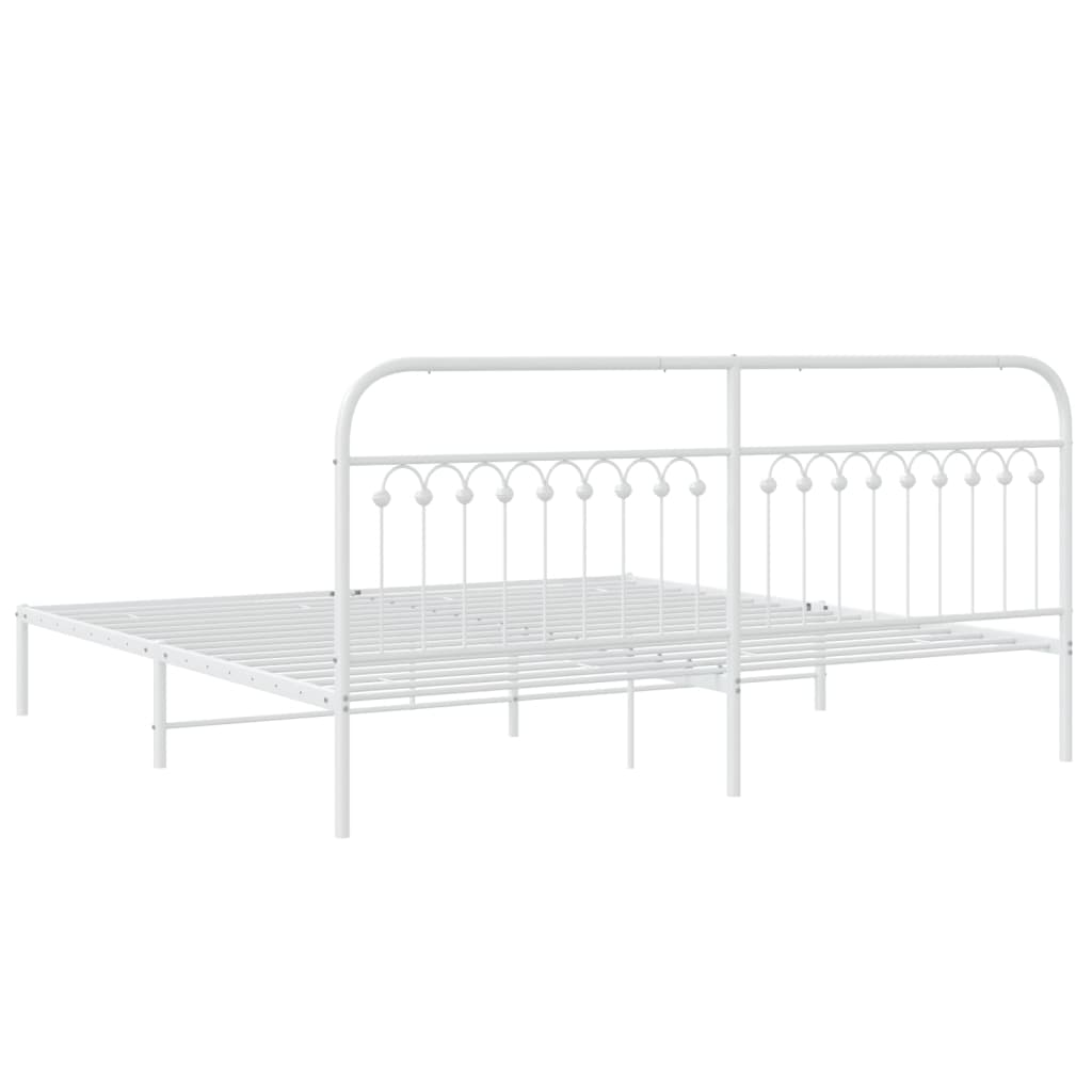 Sengeramme i metall med hodegavl hvit 193x203 cm