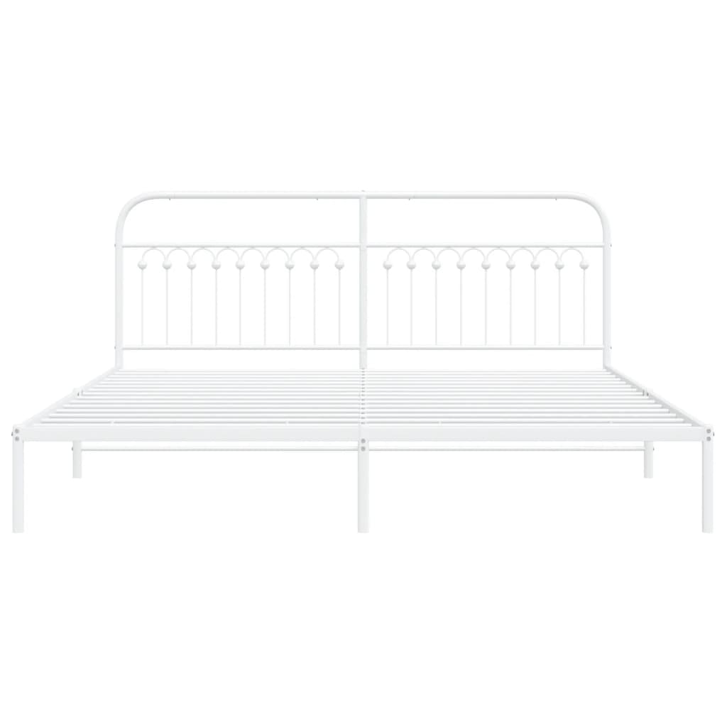 Sengeramme i metall med sengegavl hvit 200x200 cm