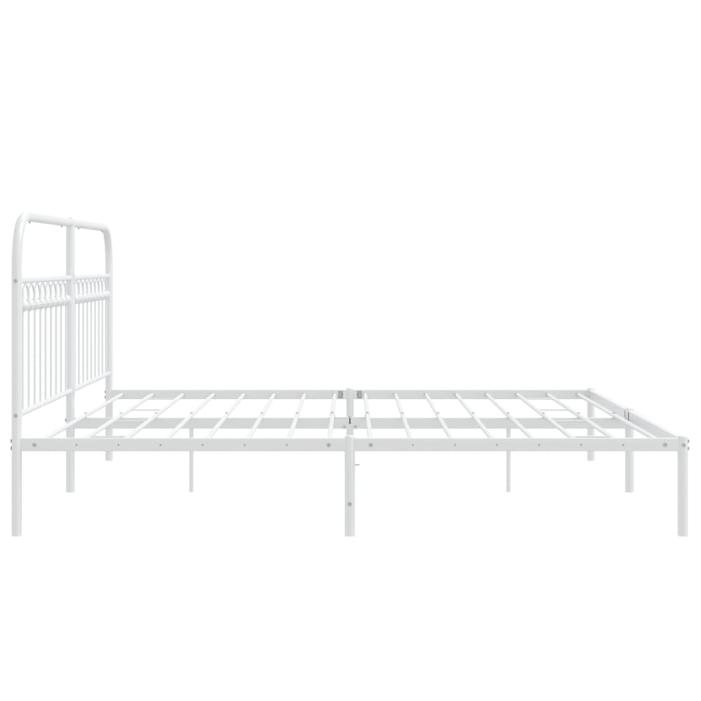 Sengeramme i metall med sengegavl hvit 200x200 cm