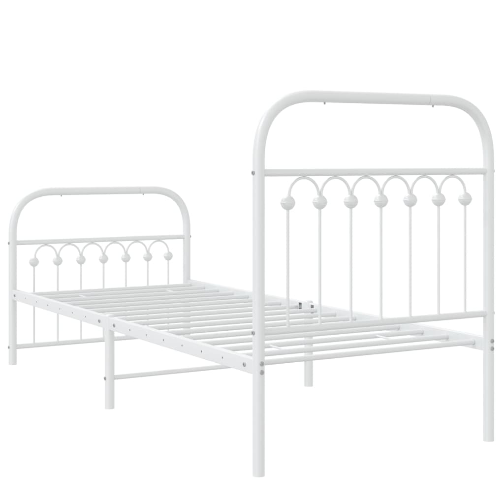 Sengeramme i metall med hode- og fotgavl hvit 75x190 cm