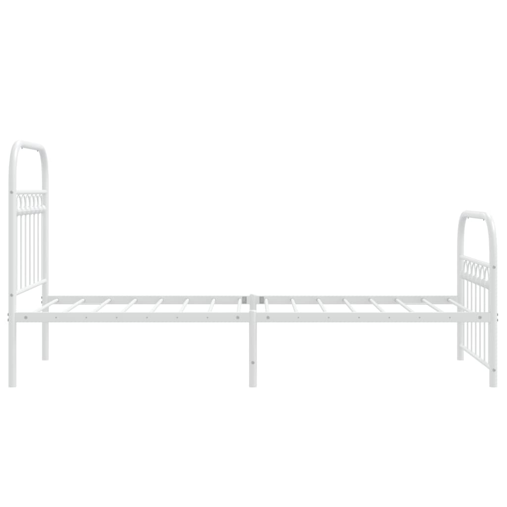 Sengeramme i metall med hode- og fotgavl hvit 80x200 cm