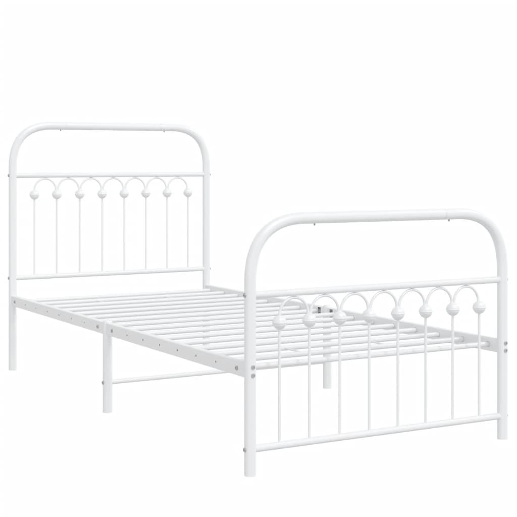 Sengeramme i metall med hode- og fotgavl hvit 90x190 cm
