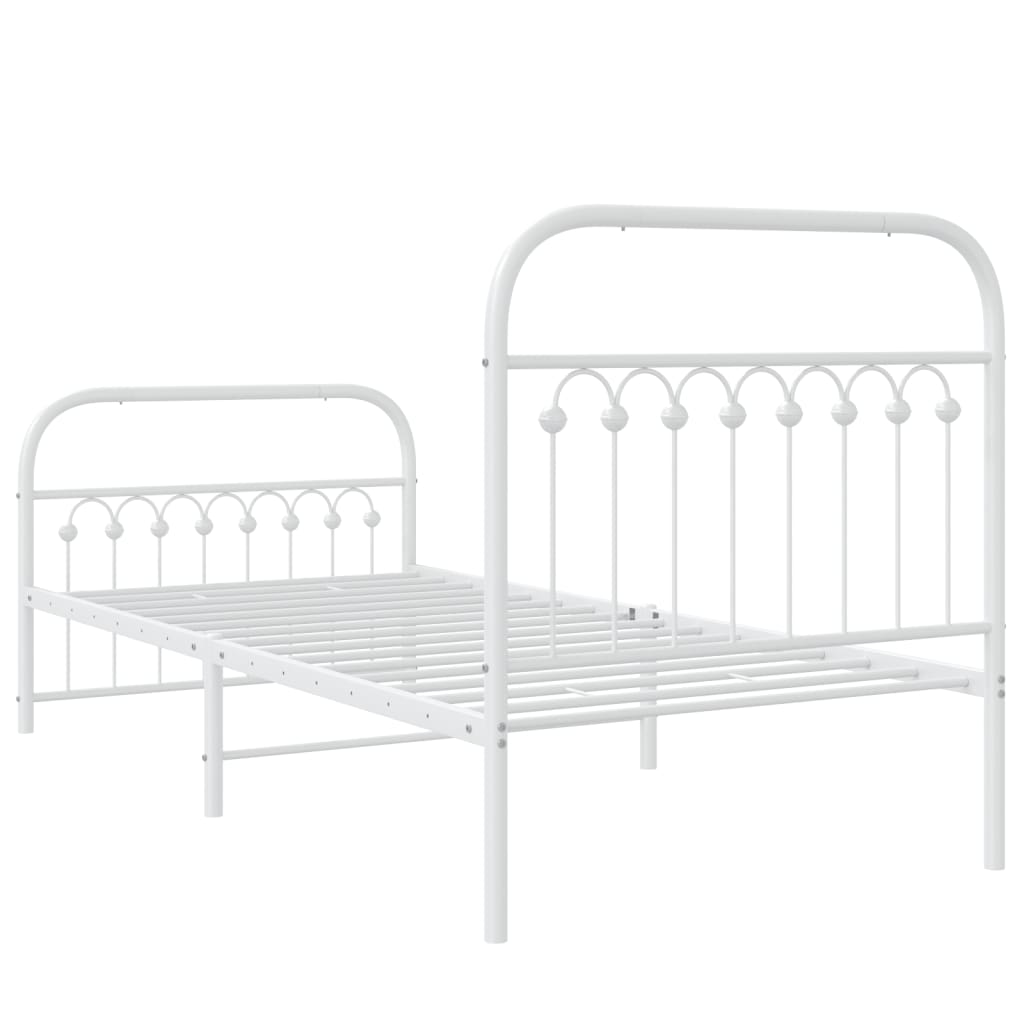 Sengeramme i metall med hode- og fotgavl hvit 90x190 cm