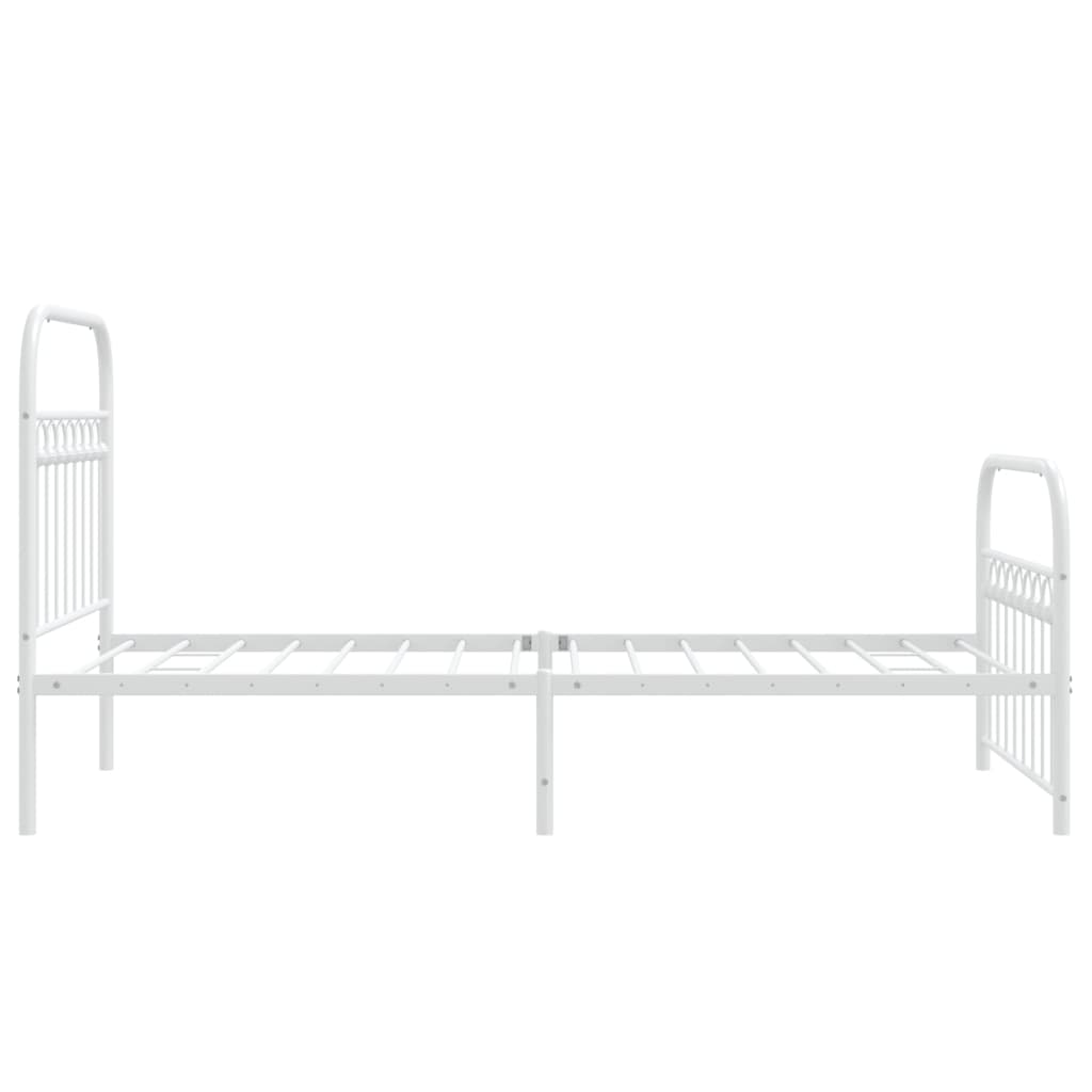 Sengeramme i metall med hode- og fotgavl hvit 90x200 cm