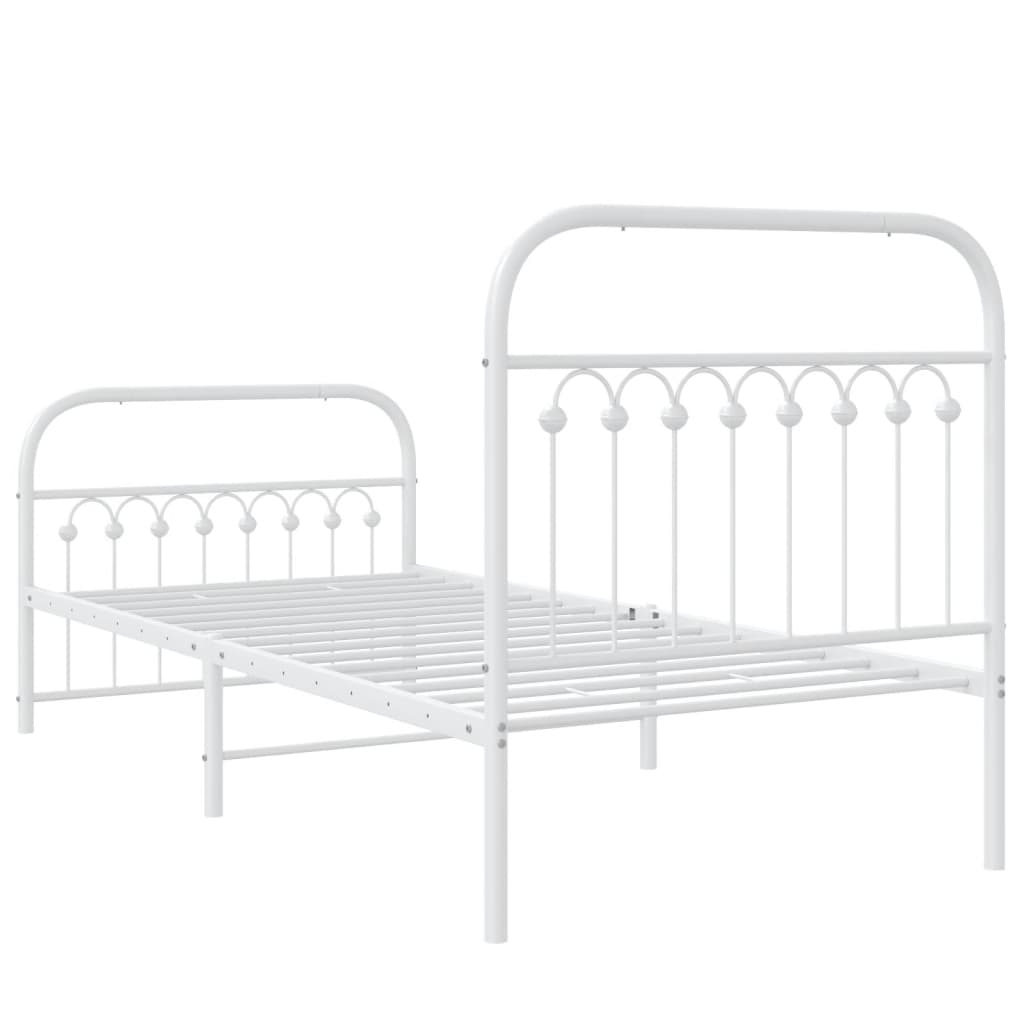 Sengeramme i metall med hode- og fotgavl hvit 90x200 cm