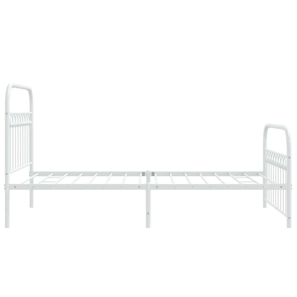 Sengeramme i metall med hode- og fotgavl hvit 100x190 cm