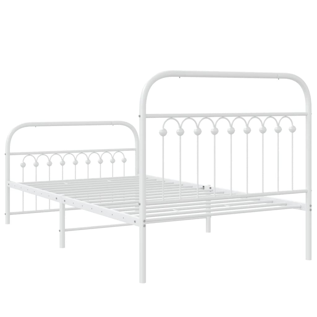Sengeramme i metall med hode- og fotgavl hvit 100x190 cm
