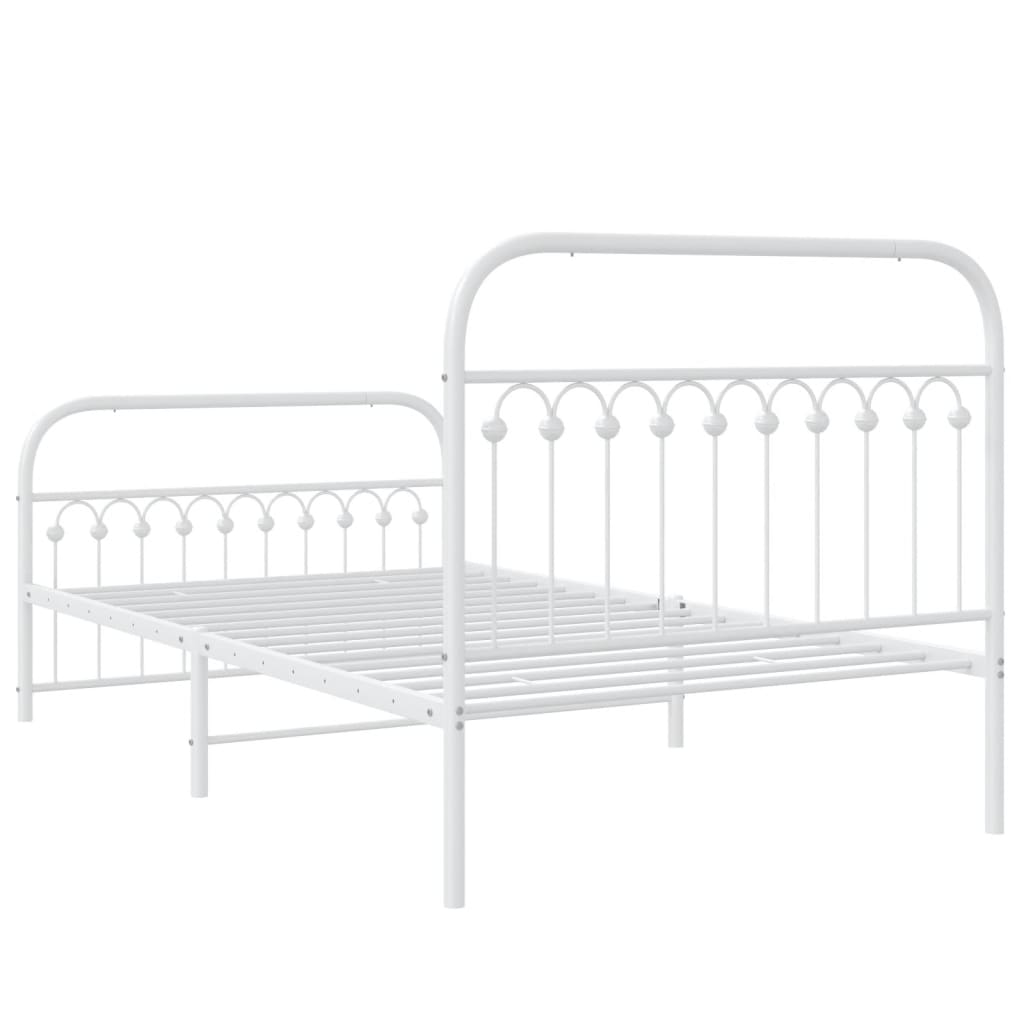 Sengeramme i metall med hode- og fotgavl hvit 107x203 cm
