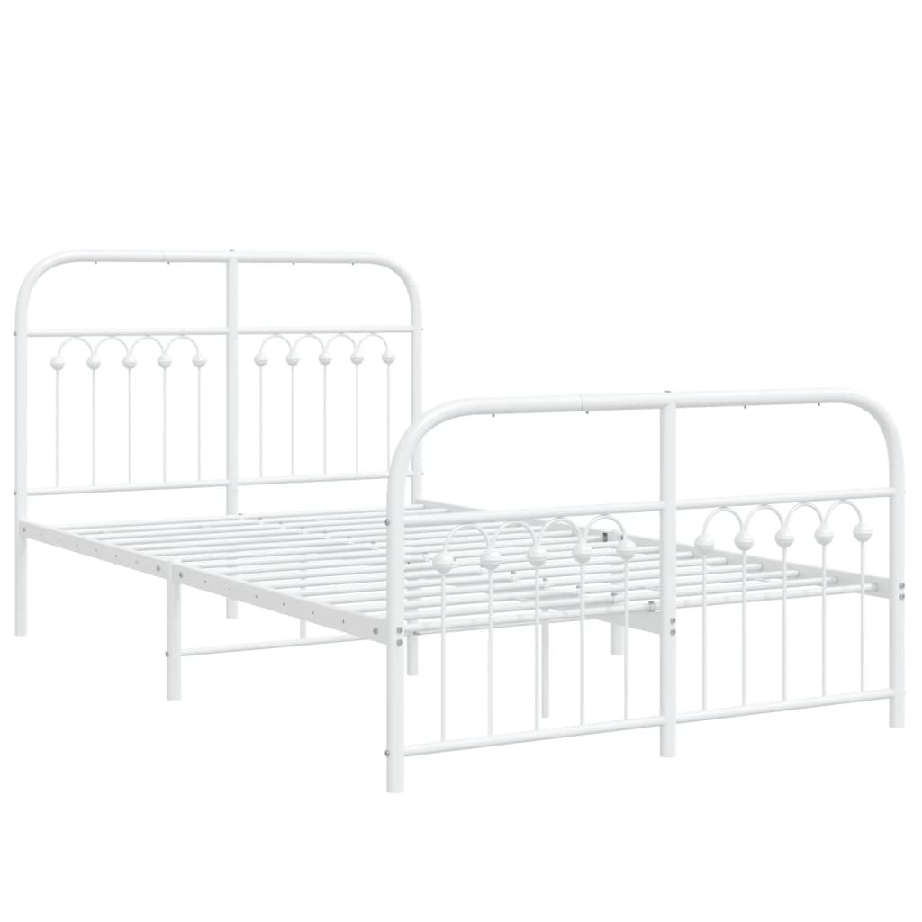 Sengeramme i metall med hode- og fotgavl hvit 120x190 cm
