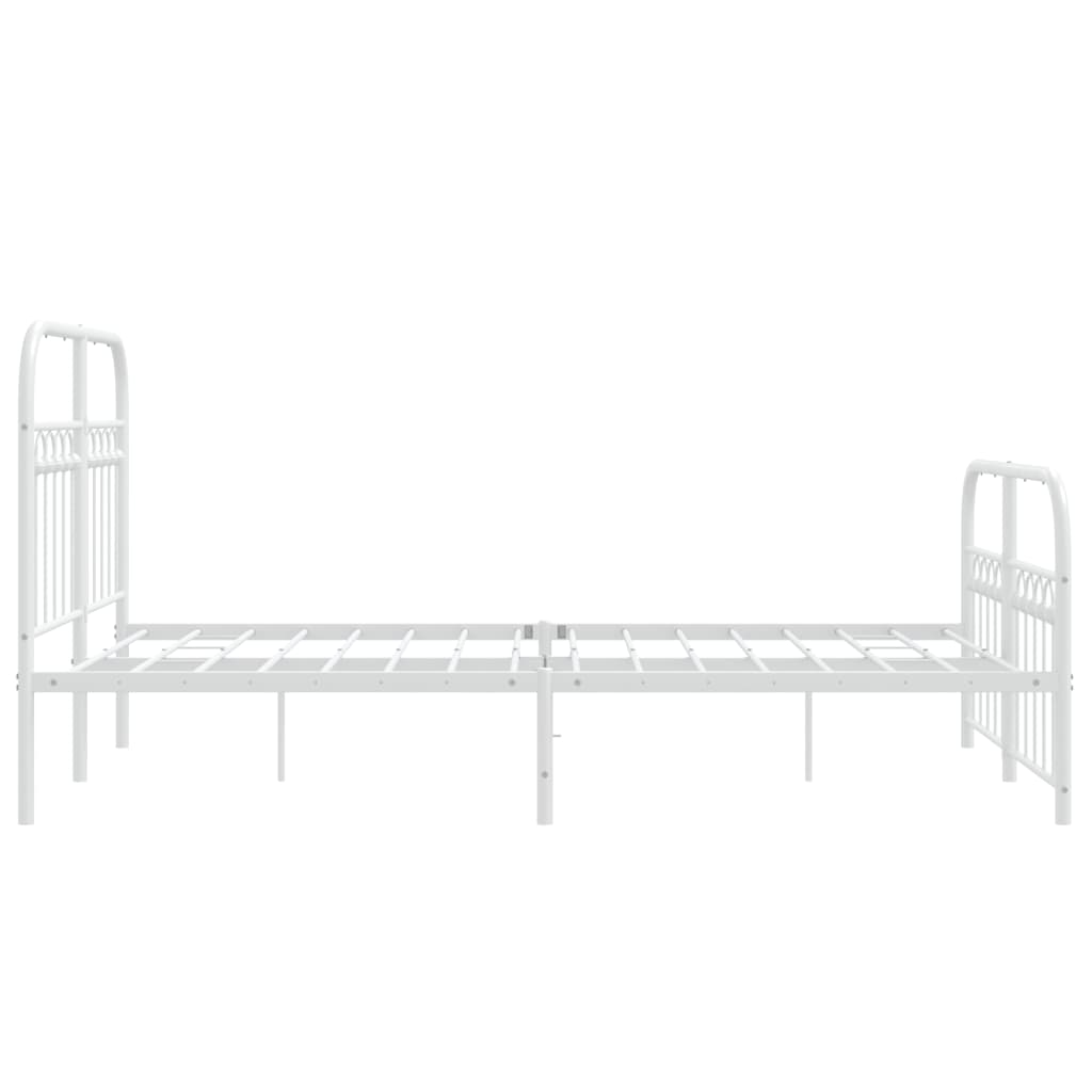 Sengeramme i metall med hode- og fotgavl hvit 120x190 cm