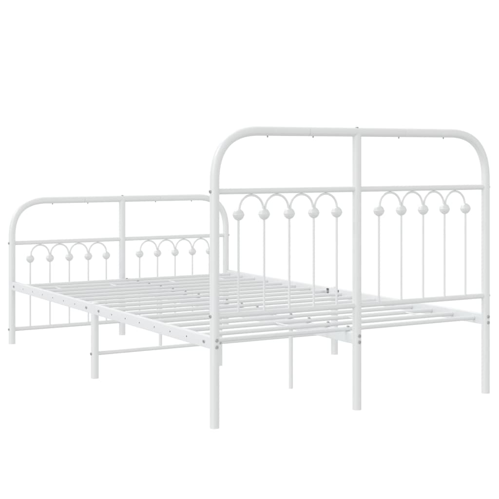 Sengeramme i metall med hode- og fotgavl hvit 120x190 cm