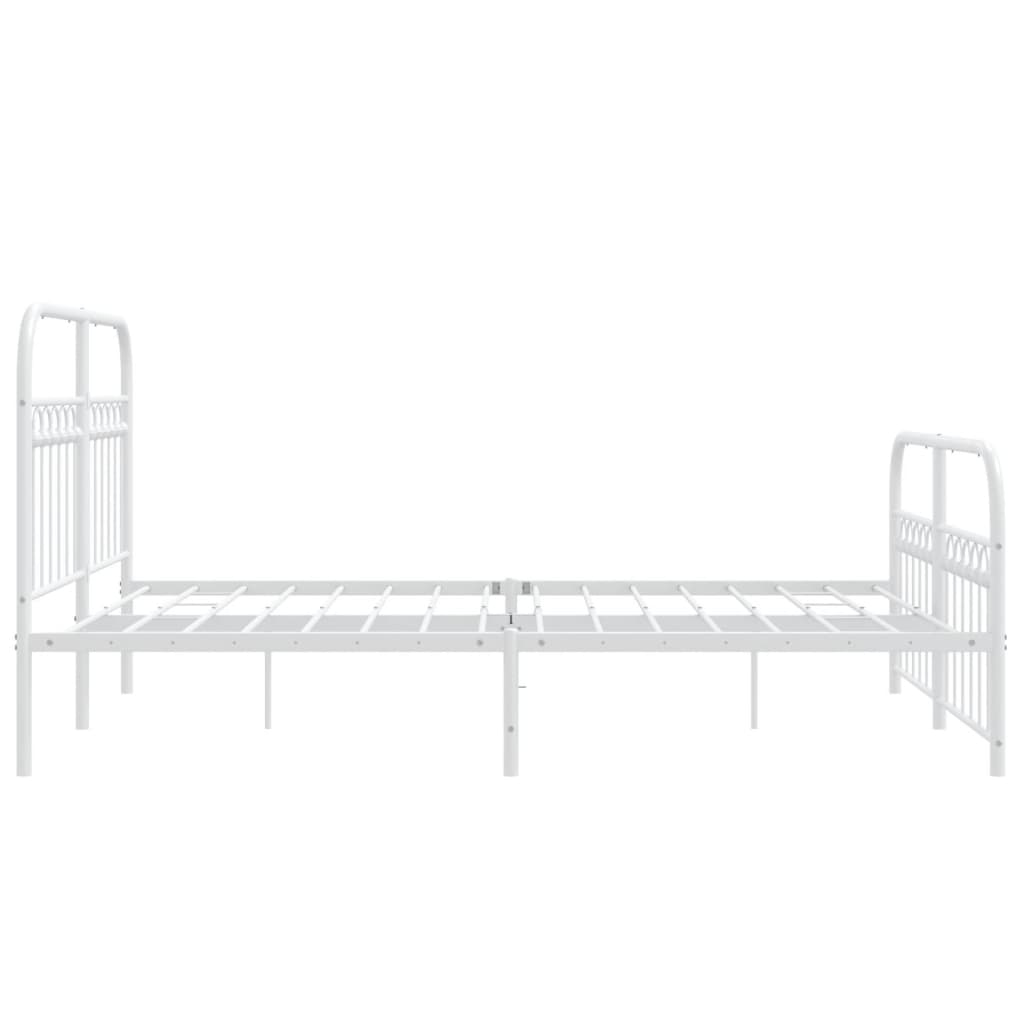 Sengeramme i metall med hode- og fotgavl hvit 137x190 cm