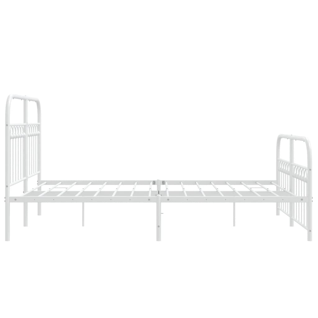 Sengeramme i metall med hode- og fotgavl hvit 140x190 cm