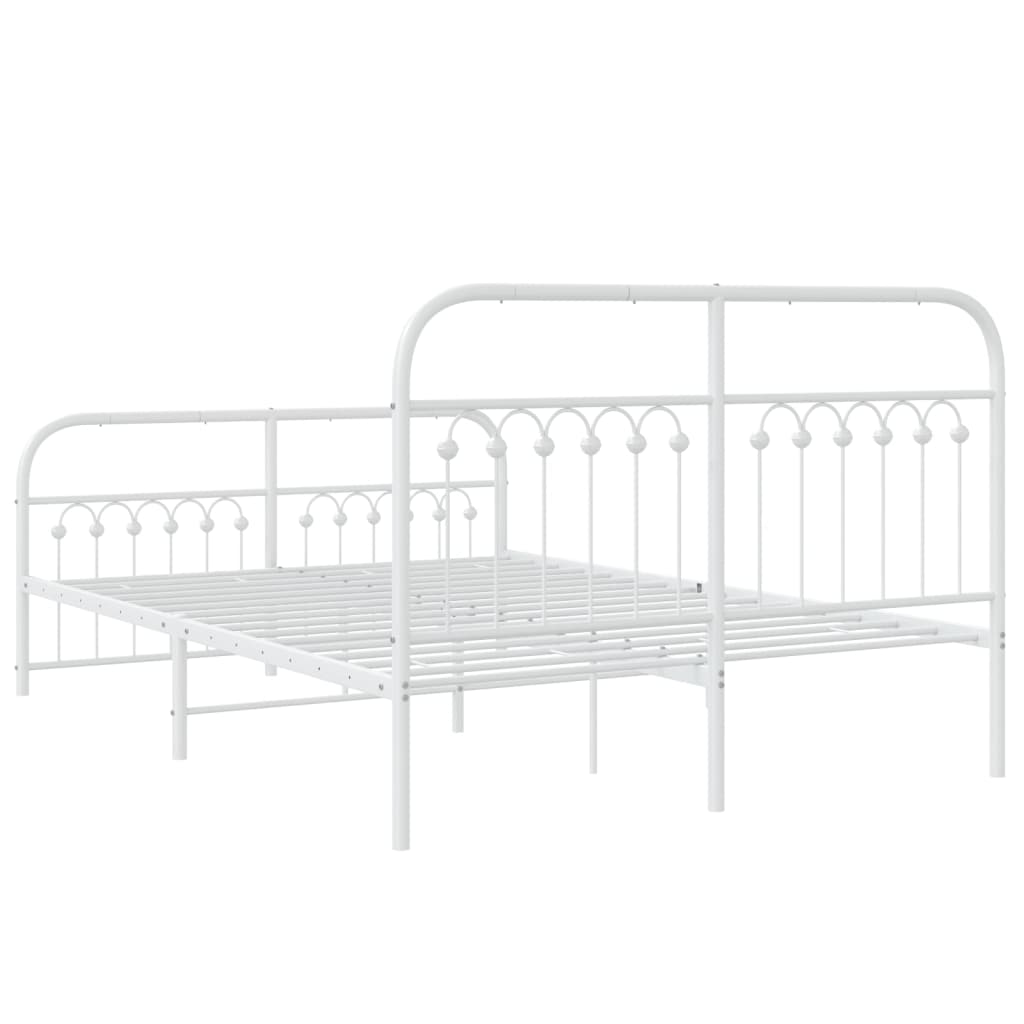 Sengeramme i metall med hode- og fotgavl hvit 140x190 cm