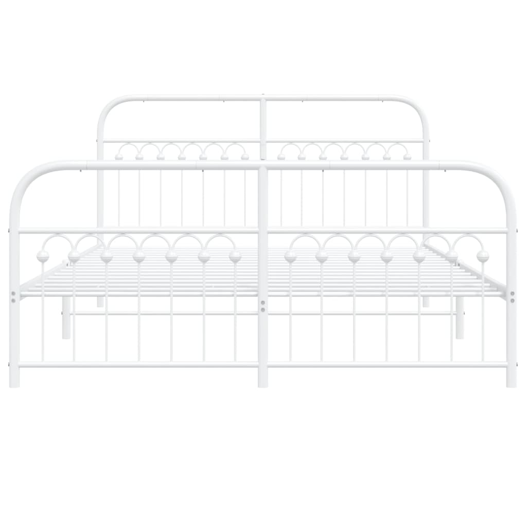Sengeramme i metall med hode- og fotgavl hvit 150x200 cm
