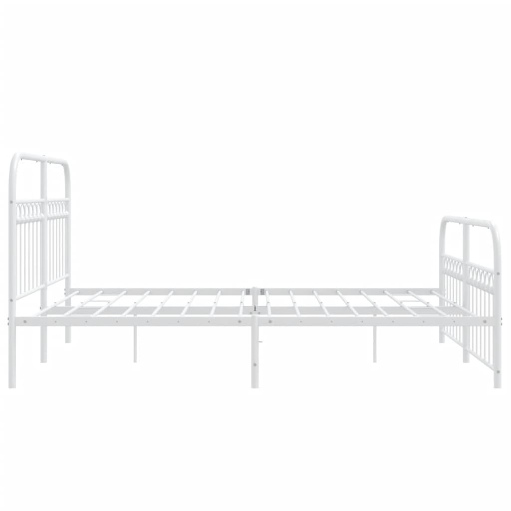 Sengeramme i metall med hode- og fotgavl hvit 150x200 cm
