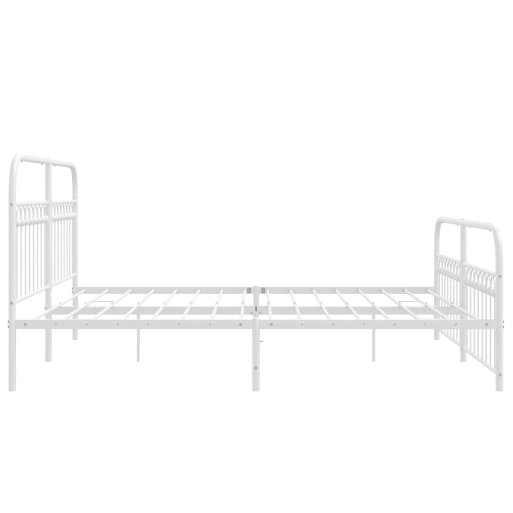 Sengeramme i metall med hode- og fotgavl hvit 183x203 cm