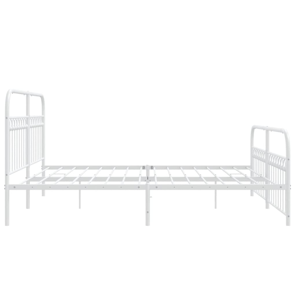 Sengeramme i metall med hode- og fotgavl hvit 183x213 cm