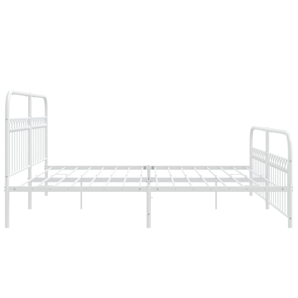 Sengeramme i metall med hode- og fotgavl hvit 193x203 cm