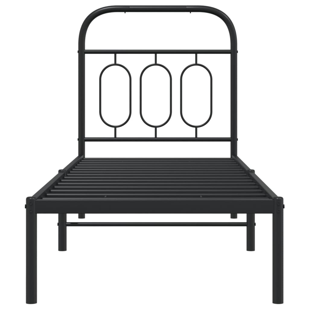 Sengeramme i metall med hodegavl svart 75x190 cm