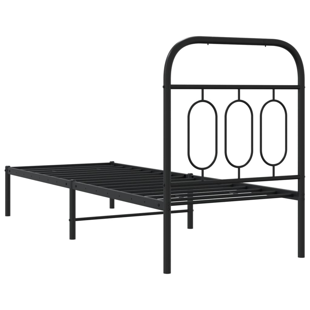Sengeramme i metall med hodegavl svart 75x190 cm