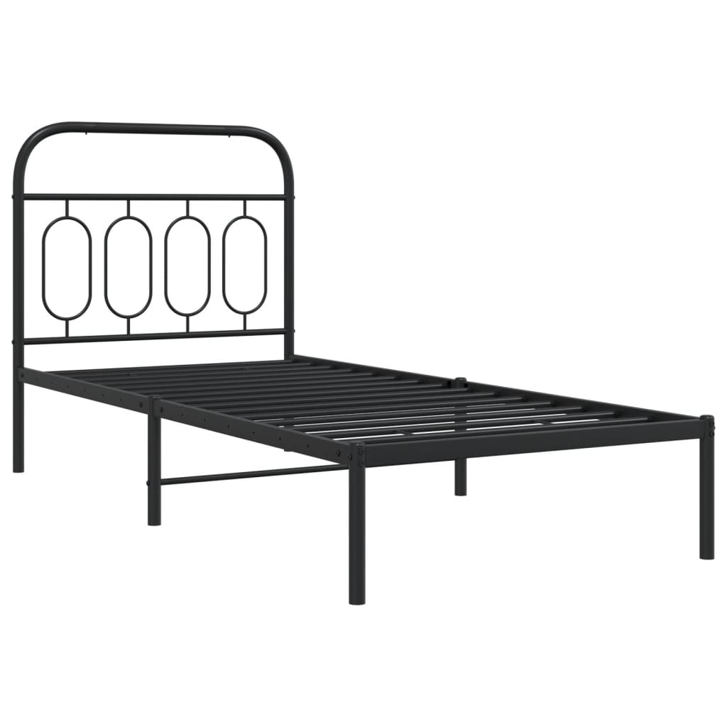 Sengeramme i metall med hodegavl svart 80x200 cm