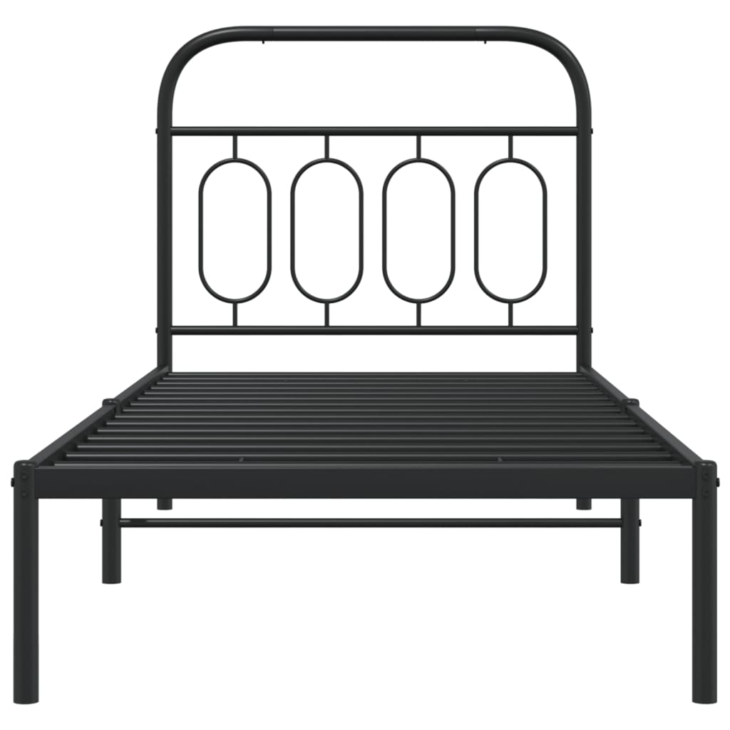 Sengeramme i metall med hodegavl svart 80x200 cm