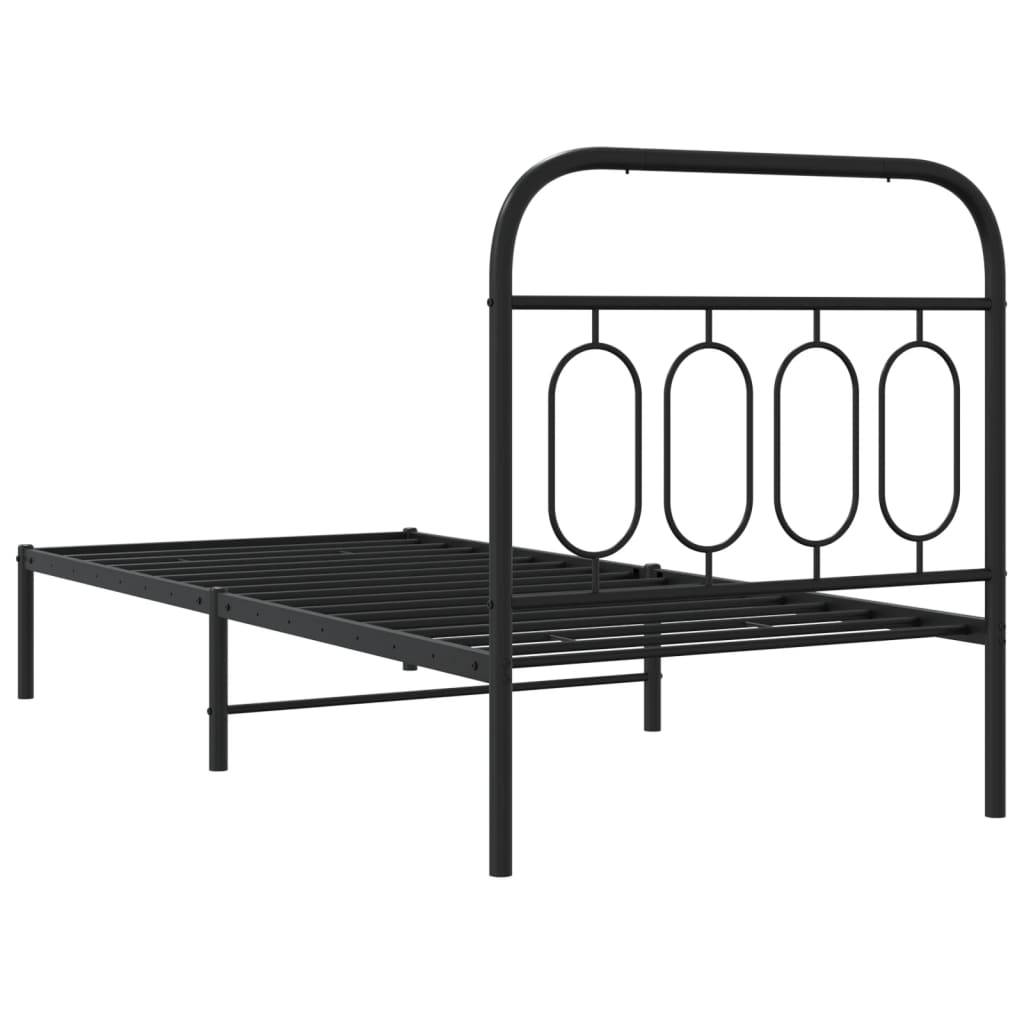 Sengeramme i metall med hodegavl svart 80x200 cm