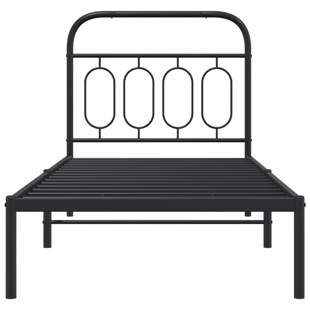 Sengeramme i metall med hodegavl svart 90x200 cm