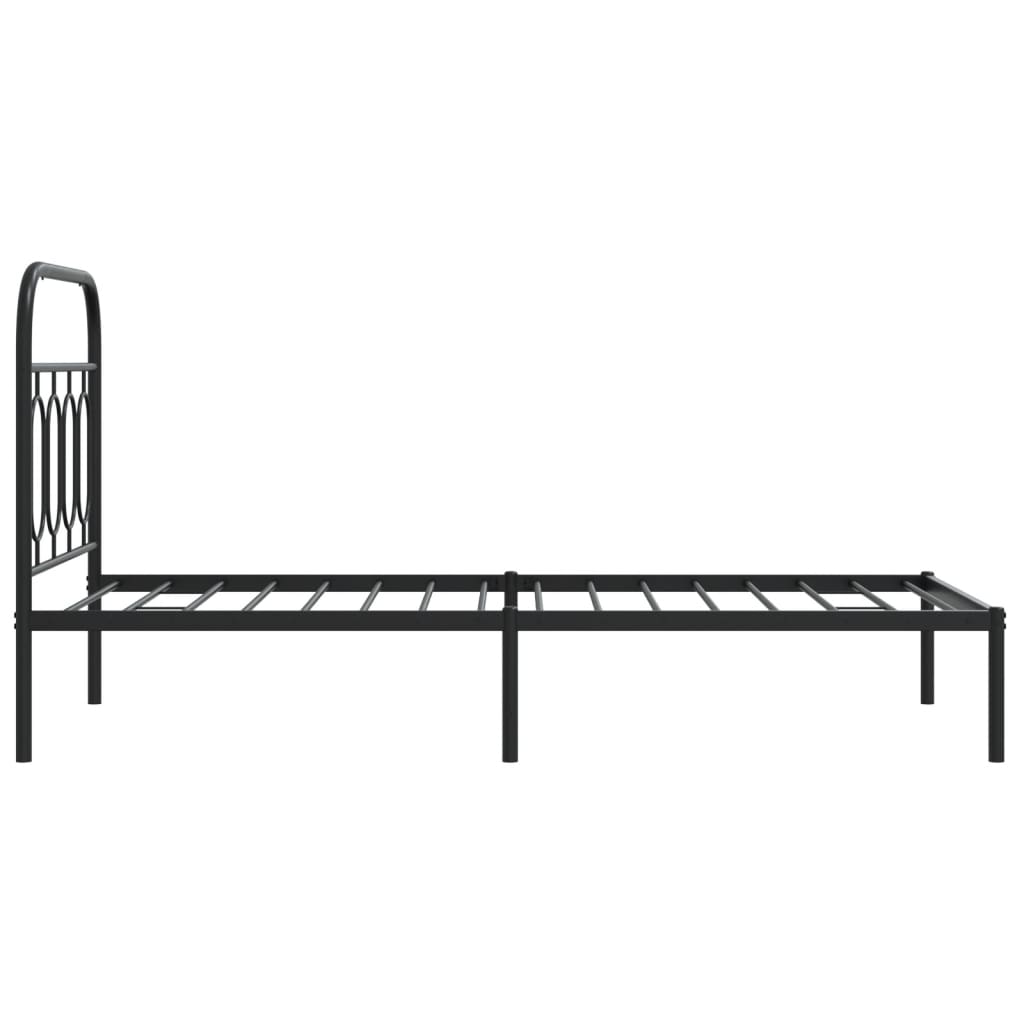 Sengeramme i metall med hodegavl svart 90x200 cm