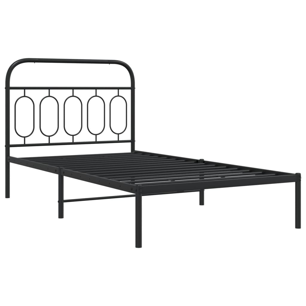 Sengeramme i metall med hodegavl svart 100x190 cm