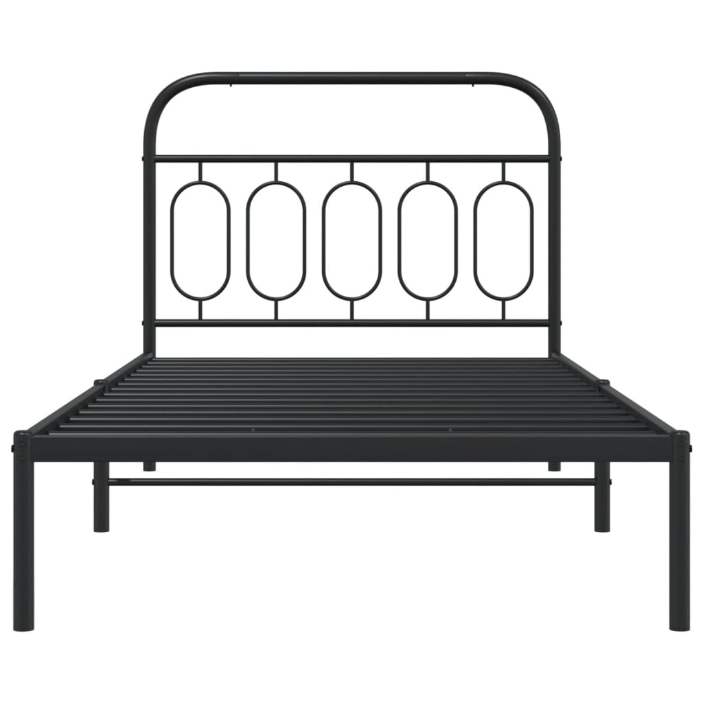Sengeramme i metall med hodegavl svart 100x190 cm