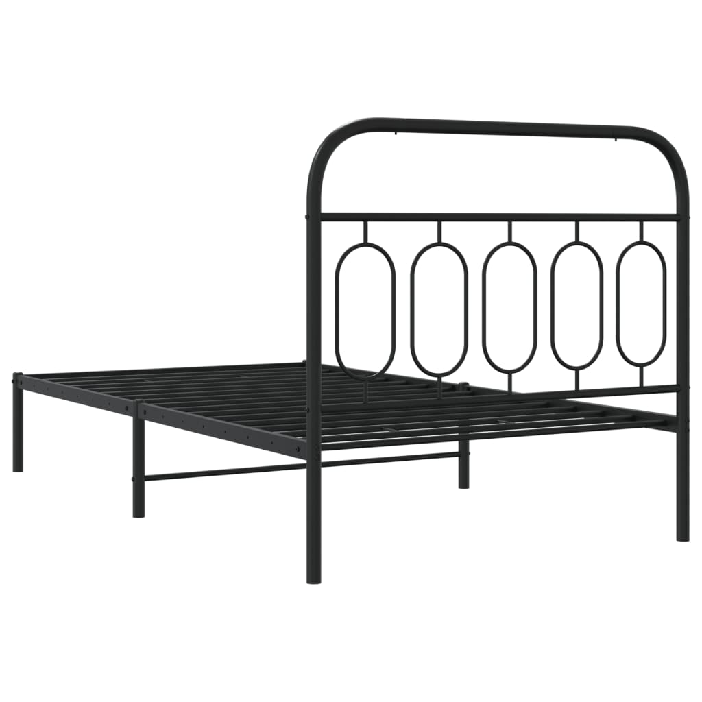 Sengeramme i metall med hodegavl svart 107x203 cm