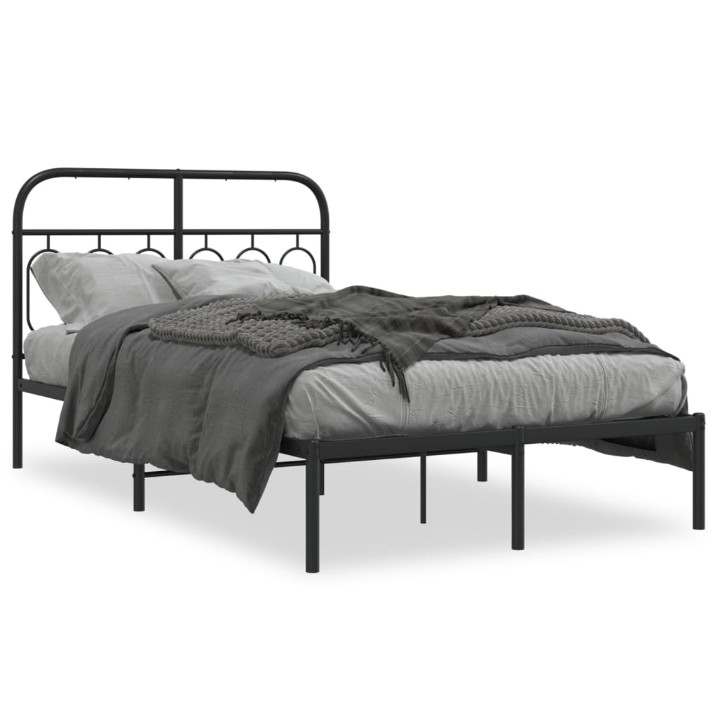 Sengeramme i metall med sengegavl svart 120x200 cm