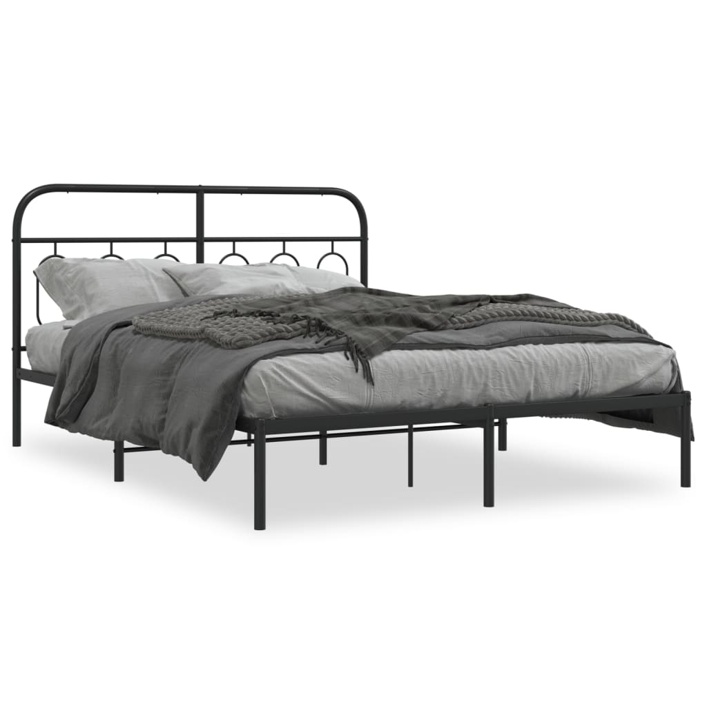 Sengeramme i metall med hodegavl svart 135x190 cm