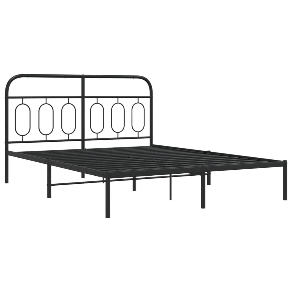 Sengeramme i metall med hodegavl svart 135x190 cm