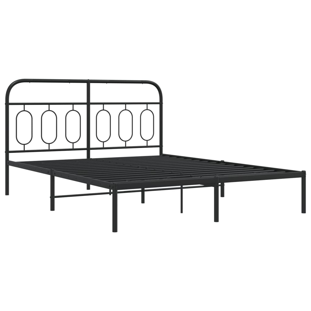 Sengeramme i metall med hodegavl svart 140x190 cm