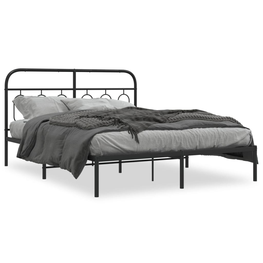 Sengeramme i metall med sengegavl svart 140x200 cm