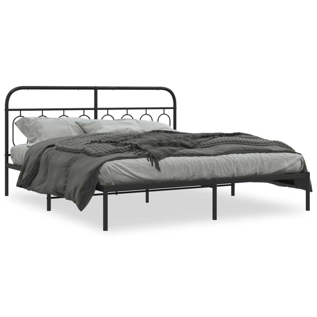 Sengeramme i metall med hodegavl svart 160x200 cm